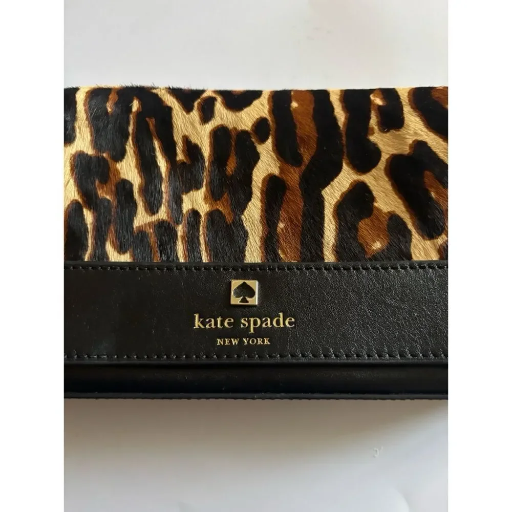 KATE SPADE LEATHER PERRI LANE HAIRCALF KEIRA CLUTCH